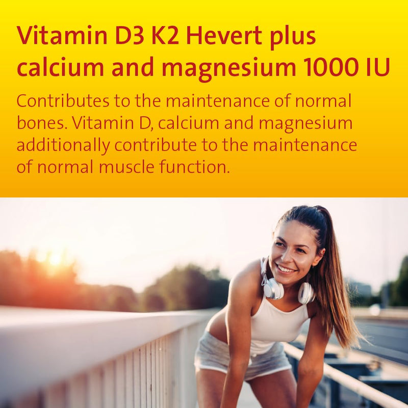 Vitamin D3 K2 Hevert plus calcium and magnesium 1000 IU capsules, 60 capsules - NewNest Australia