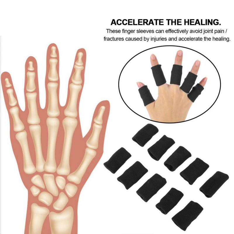 Finger Sleeve Support 10Pcs/Set Finger Protection Clip Sports Aid Arthritis Band Wrappers For Basketball, Baseball, Cricket, Tennis, Badminton, Volleyball Boat Trip Black - NewNest Australia