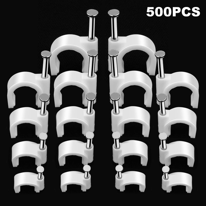 500pcs Cable Clips with Steel Nail in Cable Clips White 4mm 5mm 6mm 8mm 10mm for RG6, RG59, CAT6, RJ45 Cable Coax Cable, Ethernet Cable, TV Wire Cable, Telephone Cable, Led Starlight, Print Cable - NewNest Australia