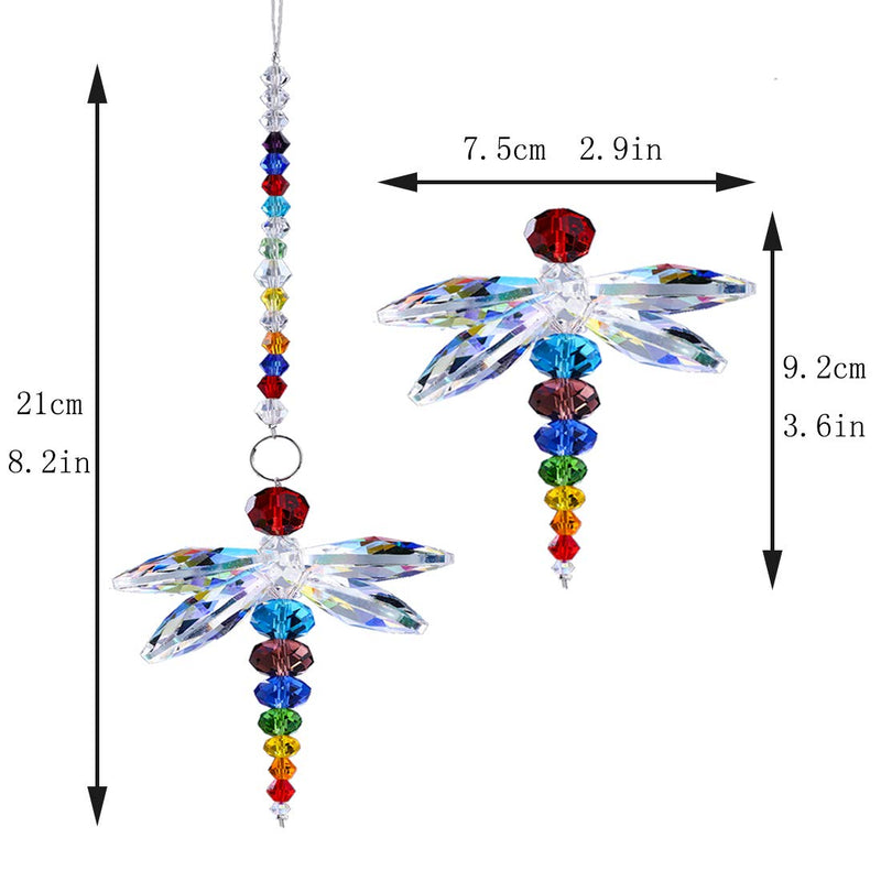 NewNest Australia - YU FENG Hanging Dragonfly Pendant Chandelier Crystal Ball Prisms Rainbow Beads Chakra Suncatcher Home Windows Decor 