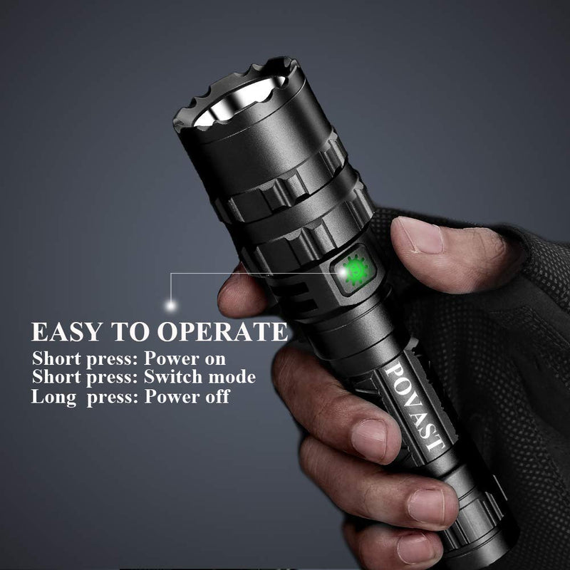 POVAST PVL2 Zoomable Green Light Rechargeable Led Flashlight, 1200 lumens Outdoor Bright Torch Light with Battery For Hunting - NewNest Australia