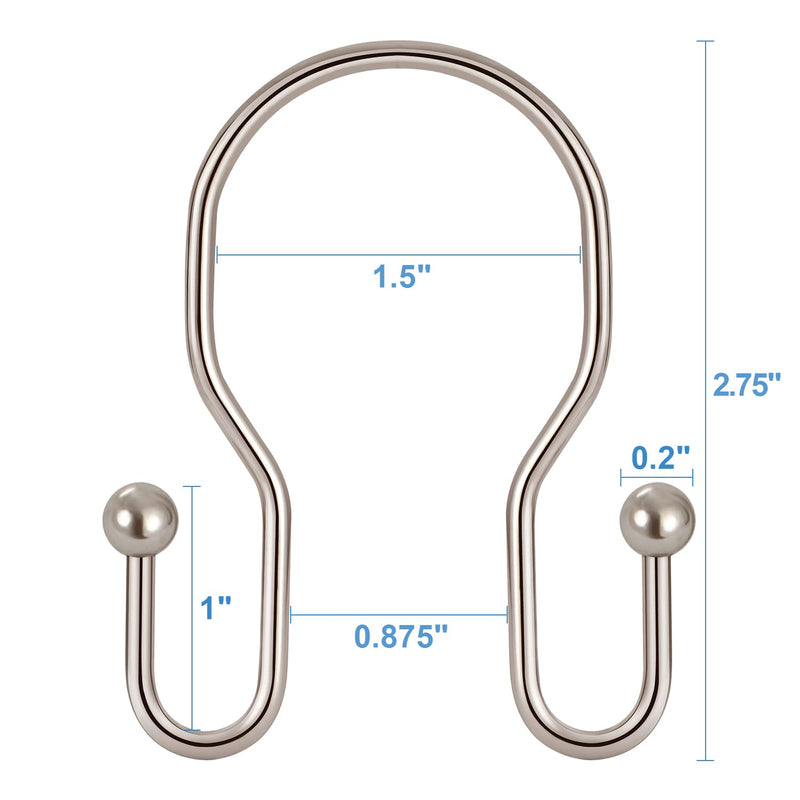 24 Pack Double Shower Curtain Hooks Rings, TENOVEL Double Sided Shower Curtain Hooks Rust Proof for Shower Curtain, Durable Bathroom Shower Hangers Rings for Shower Rods, Brushed Nickel - NewNest Australia