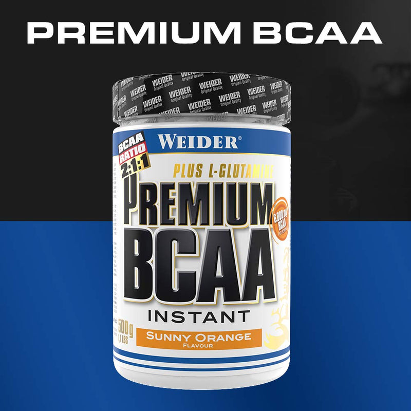 Weider Premium BCAA Instant Amino Acid Powder + Glutamine and Vitamin B6, Sunny Orange, 500 g - NewNest Australia