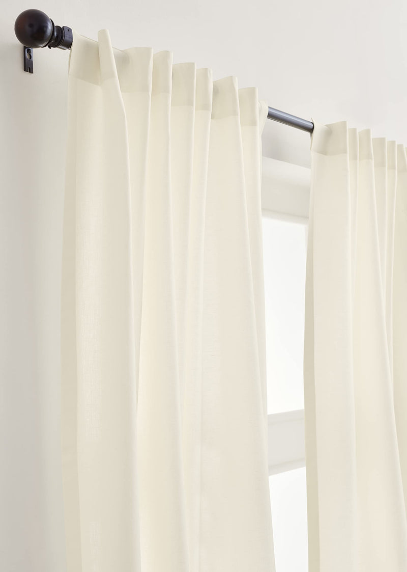 Solino Home Cotton Linen Curtain  52 x 63 Inch Ivory, 2 in 1 Hanging Style Curtain with Rod Pocket and Hidden Tab Top, Curtain for Indoor and Outdoor use - NewNest Australia