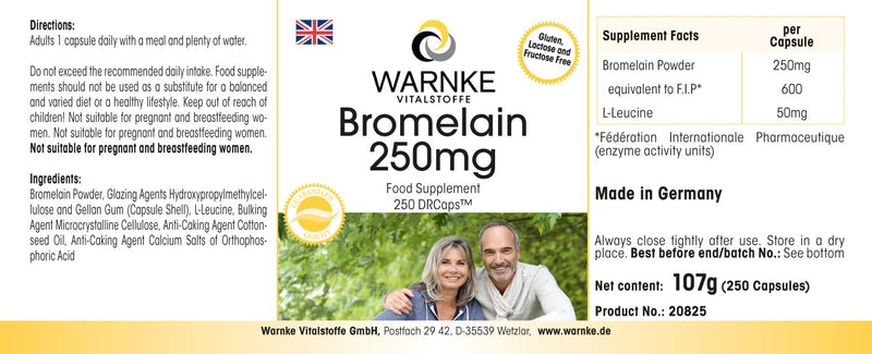 Bromelain 250mg - high dose - 250 capsules - vegan - pineapple enzyme | Warnke vital substances - NewNest Australia