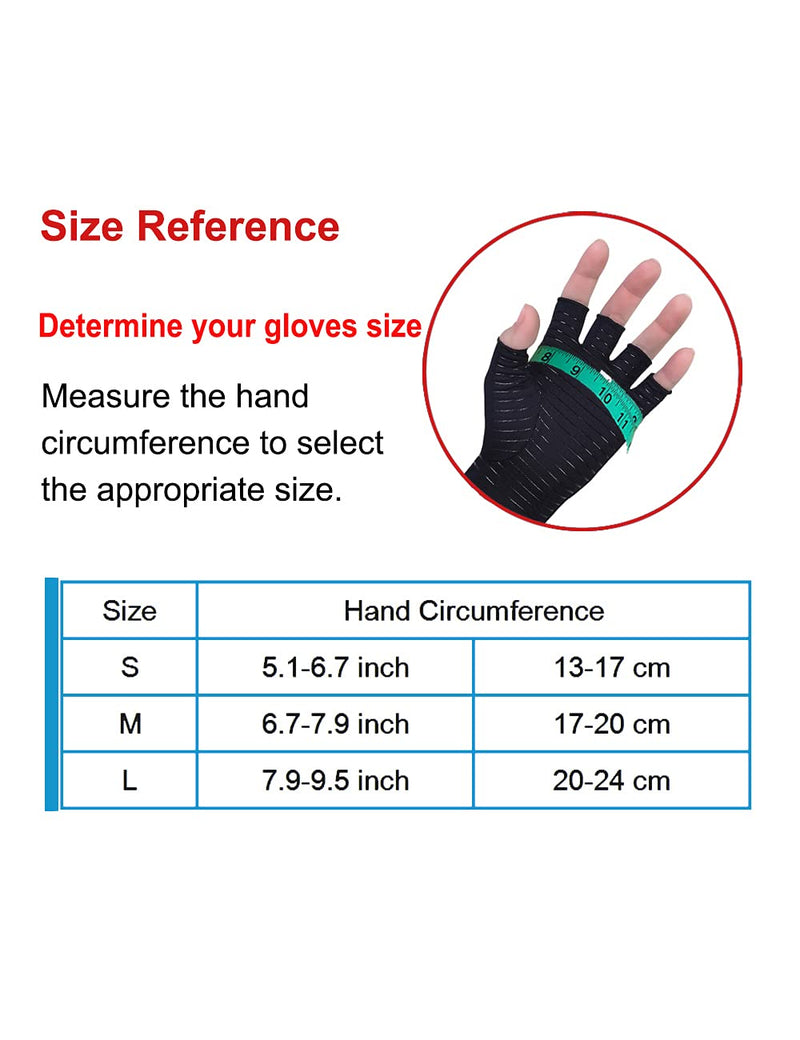 2 Pairs Copper Arthritis Compression Gloves Highest-Copper Content Infused Fit Non-slip Fingerless Glove Women Men Relieve Hand Pain Swelling,Carpal Tunnel,Typing,Support for Arthritic Joints (S) Small - NewNest Australia