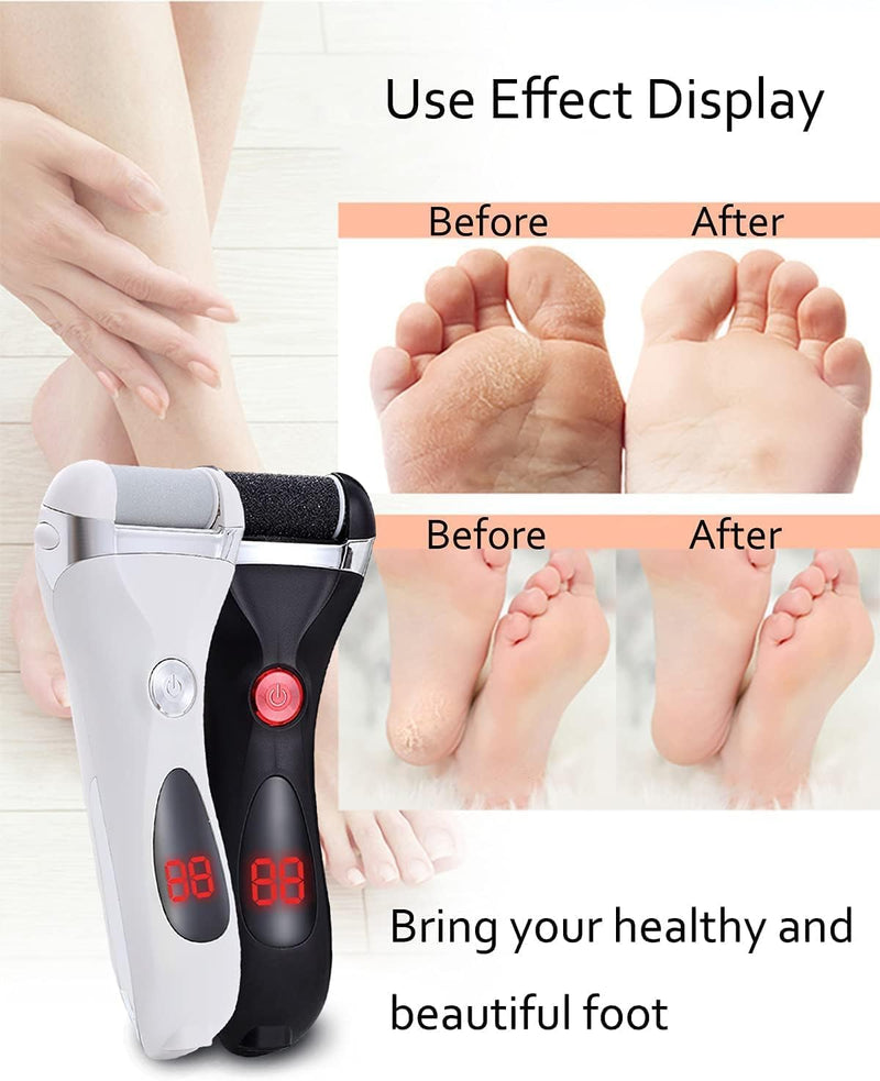 Jooayou Foot File Electric for Hard Skin, USB Rechargeable Waterproof Foot Scrub Callus Remover [with 3 Pumice Stone Rollers & 10 in 1 Foot Scraper Set] Foot Care Tool for Dry Dead Cracked Heel Black - NewNest Australia