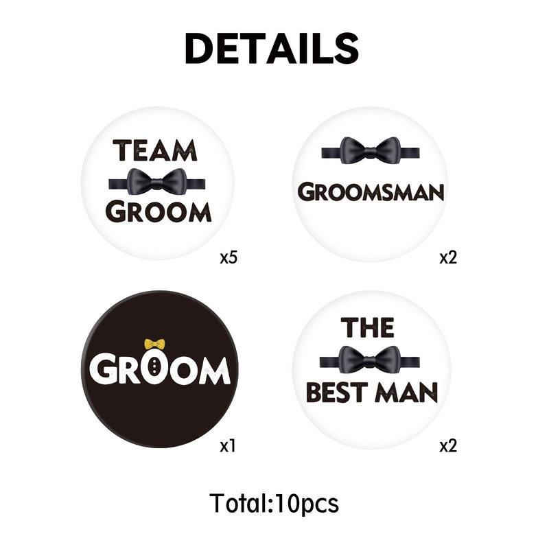 10 Pcs Bachelorette Party Button Pins & Team Groom Pins, Groom to be Tinplate Badge Pins, Groomsman Award Ribbon, Stain Brooch Button for Wedding Party Decorations - NewNest Australia