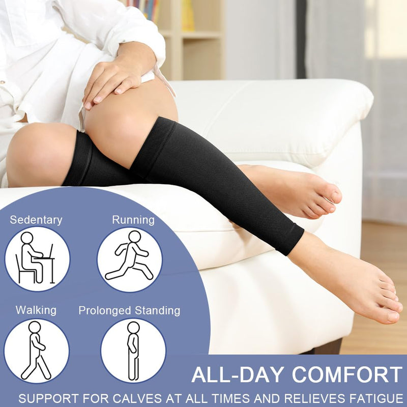 beister 20-30 mmHg Graduated Calf Compression Sleeves for Women & Men, Firm Support Footless Compression Socks for Varicose Veins, Shin Splints, Edema, Recovery（2 in a Pack，Not Two Pairs） - NewNest Australia