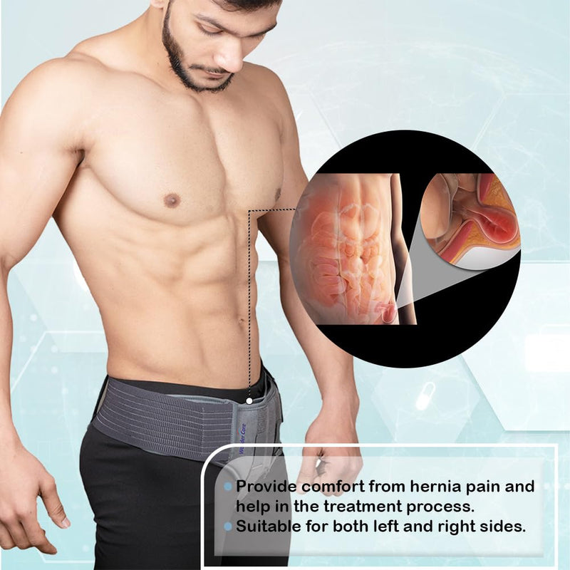 Wonder Care- Grey Inguinal Hernia Support Truss brace for Single/Double Inguinal with Two Removable Compression Pads & Adjustable Groin Straps Surgery & injury Recovery belt- Large - NewNest Australia