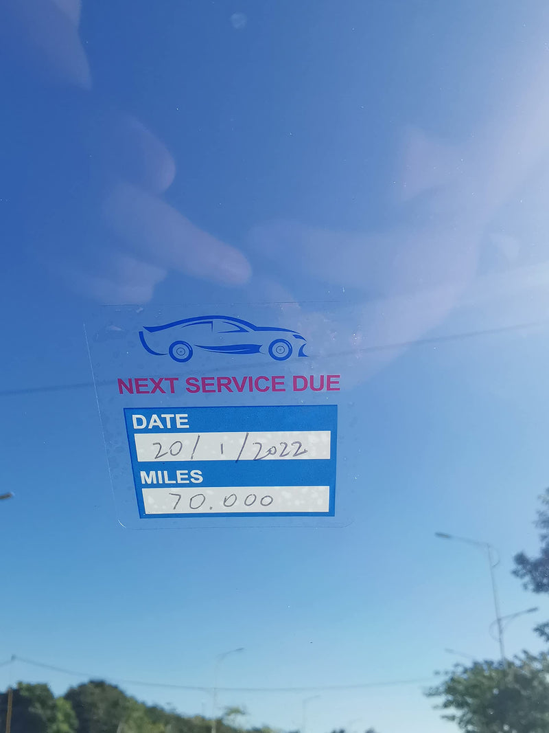 2x2 inch 60 PCS "Next Service Due" Static Cling Labels Easy Remove Oil Change Stickers - Static Cling Windshield Labels (Blue) Blue - NewNest Australia