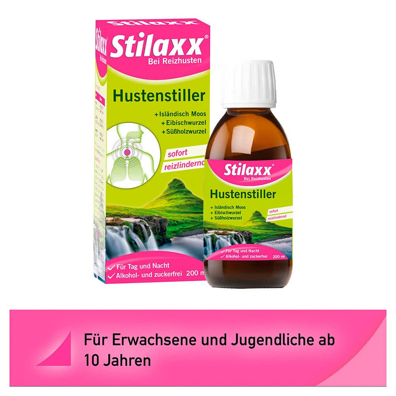 Stilaxx cough suppressant 200 ml for dry coughs - provides immediate and long-lasting relief - day and night - from 10 years - NewNest Australia