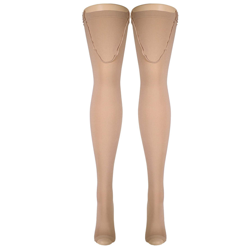 Truform Surgical Stockings, 18 mmHg Compression for Men and Women, Thigh High Length, Open Toe, Beige, Small Small (1 Pair) - NewNest Australia