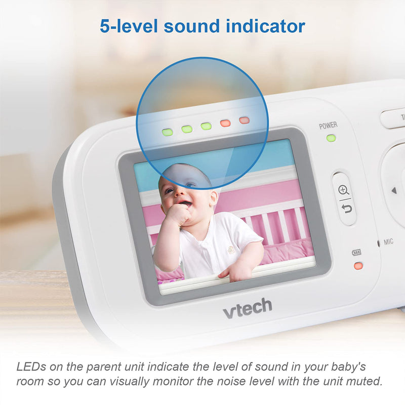 VTech VM320 Video Baby Temperature Monitor, Invisible Night Vision, Soothing Sounds, 2-Way Talk Intercom, Secured Transmission, 2.4" Color LCD Screen with Fixed Camera, Smart Choice Product 2.4" screen - NewNest Australia