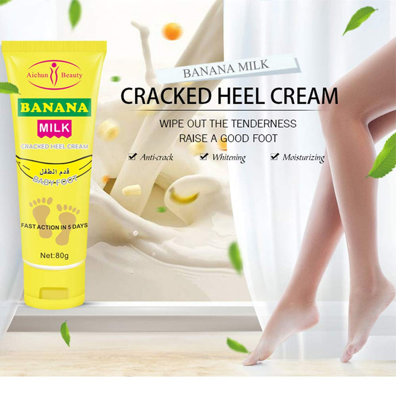 AICHUN BEAUTY Cracked Heel Cream Foot Care Banana Milk Cream Repair Relieves Rough Dry Skin Baby Foot Chilblains Hyperkeratosis 80g - NewNest Australia