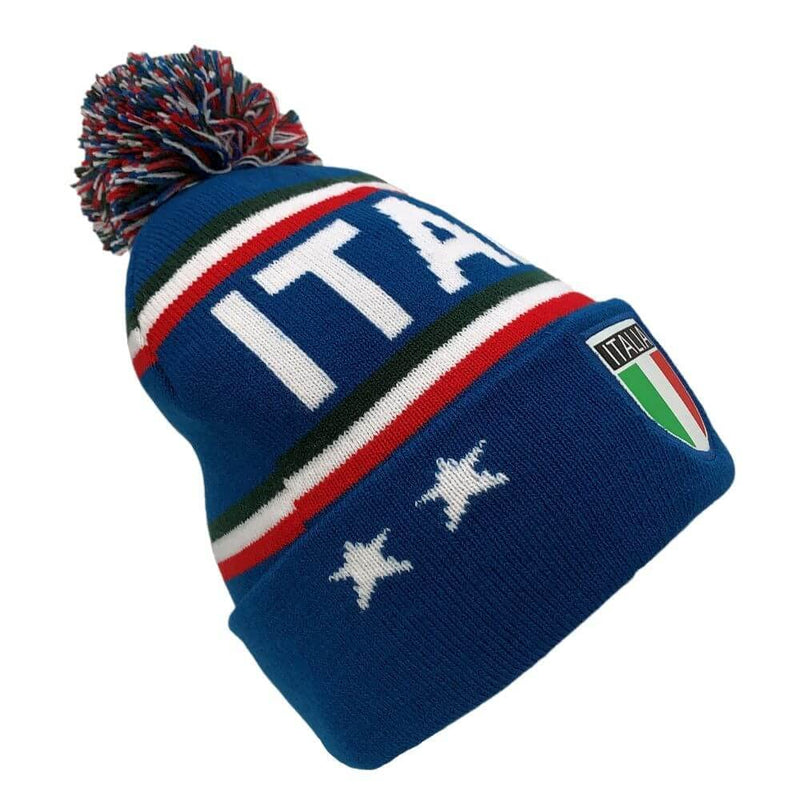 Soccer Team/Country Beanies w/Pom Pom, Cuff 12 inch Italy / Blue - NewNest Australia