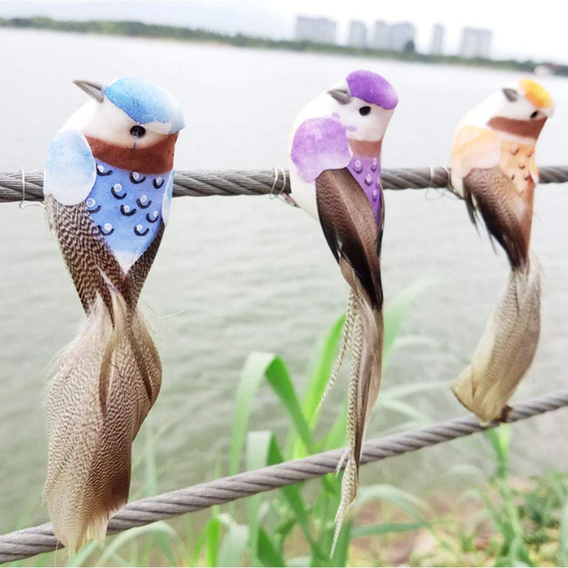 NewNest Australia - HanYoer 12 Pcs Simulated Birds Ornament Beautiful Animal Bird Decor Animal Statues Tree Lawn Home Garden Decoration 