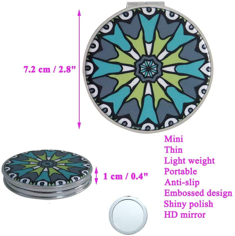 Beaufy Small Travel Magnifying Makeup Pocket Purse Mirror Set Round Handheld Mini Foldable Handbag Compact Mirrors 1x 2x Magnification Portable Embossed Mandala Gift for Girls Men Women Kids Pack of 6 - NewNest Australia