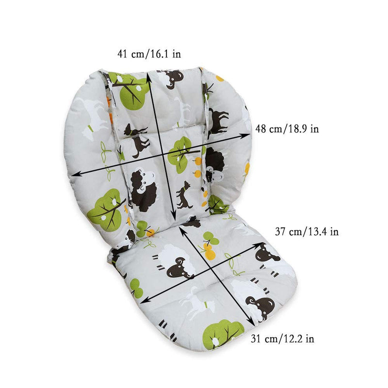 Twoworld High Chair Cushion, Large Thickening Baby High Chair Seat Cushion Liner Mat Pad Cover Breathable(Grey Sheep) - NewNest Australia