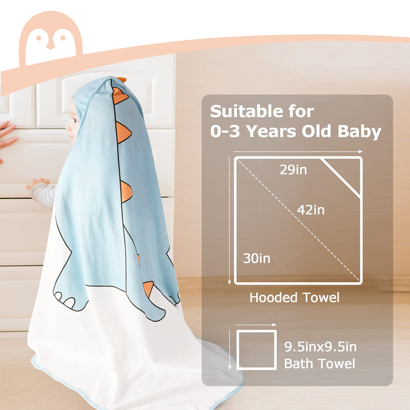 Baby Hooded Towel, Momcozy 8-Piece Baby Bath Towel for Boys or Girls, Baby Towel and Washcloth Set with Cute Design, Baby Shower Towel Gift for Newborns, Infants and Toddlers (Blue) Blue - NewNest Australia
