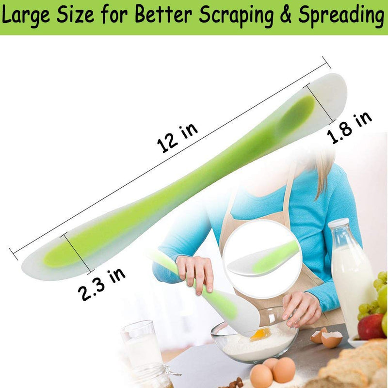 Silicone Spatula Scraper Spoon Double-Headed Dual-Purpose for Cooking Baking Spreading Mixing Supplies , Ideal Gifts of Home Utensi Kitchen Good Grip Gadget Cake Accessory for Dad or Mom(Green) Green - NewNest Australia