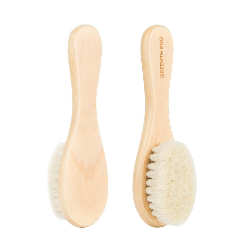 GREENTH PRO Baby Hair Bush and Comb Set -Nature Lotus Wood with Soft Goat Bristle and Pear Wood Comb for Newborns & Toddlers, Ideal for Cradle Cap - NewNest Australia