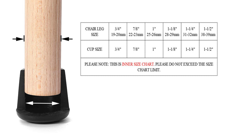 Furnigear Chair Leg Tips Caps Non-Slip Rubber Leg Tips 1-1/2” Inner Diameter Chair Leg Floor Protectors Round Black 4 Pack 1-1/2"-4pack (black) - NewNest Australia