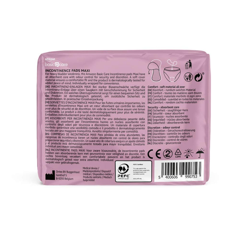 Amazon Basic Care 48 Unscented Maxi Incontinence Pads 6 Packs of 8 - NewNest Australia
