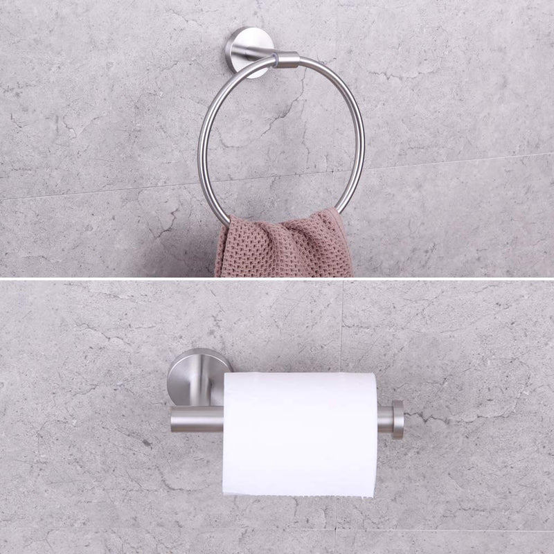 GERZWY Bathroom Hardware Set 2 Piece Towel Ring and Toilet Paper Holder SUS 304 Stainless Steel Wall Mounted Brushed Finish - NewNest Australia