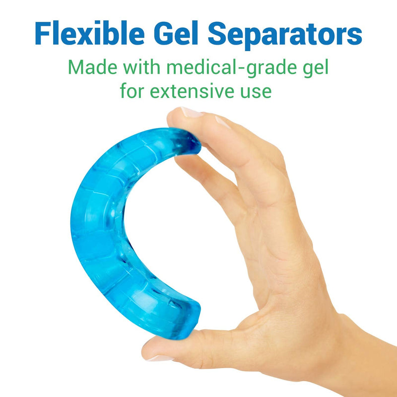 ViveSole Toe Stretchers (4 Pieces) - Silicone Gel Separators - Therapeutic Spa Spreaders for Plantar Fasciitis, Bunions, Overlapping Hammer Toe Spacers - Metatarsal Yoga Cushion Blue Small (4 Count) - NewNest Australia