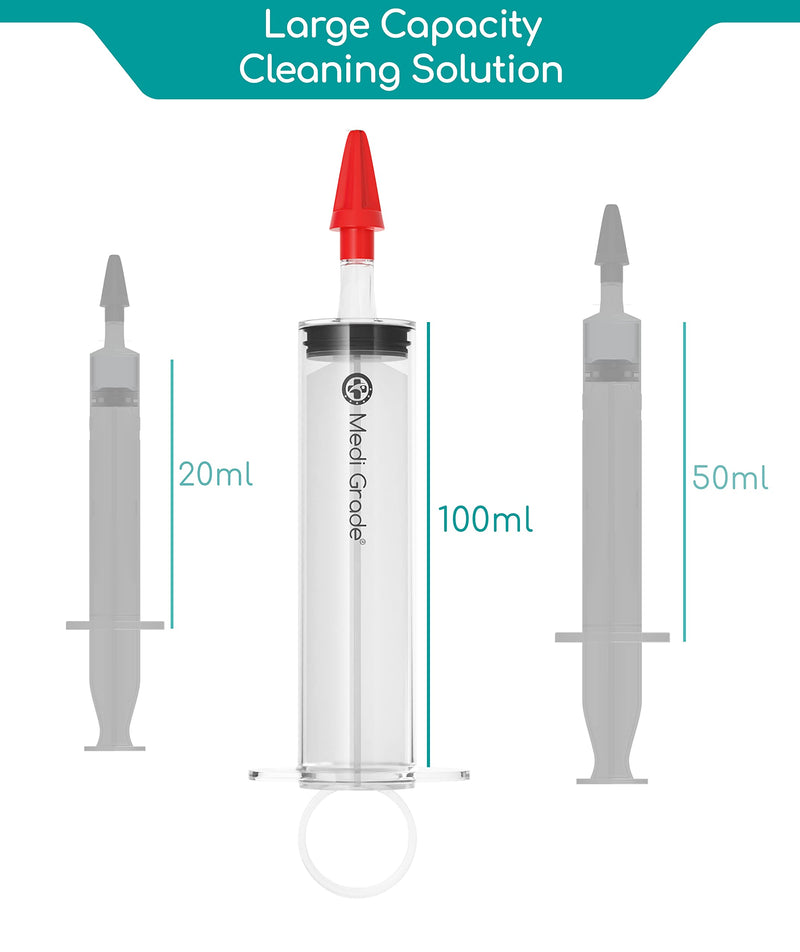 Ear Wax Removal Kit (8pcs) – Safe at-Home Ear Cleaning by Medi Grade – Ear Wax Removal Set – Comes with 100ml Ear Syringe, Quad-Stream Tips, Ear Basin, Compressed Towel and Storage Bag – Ear Cleaner - NewNest Australia