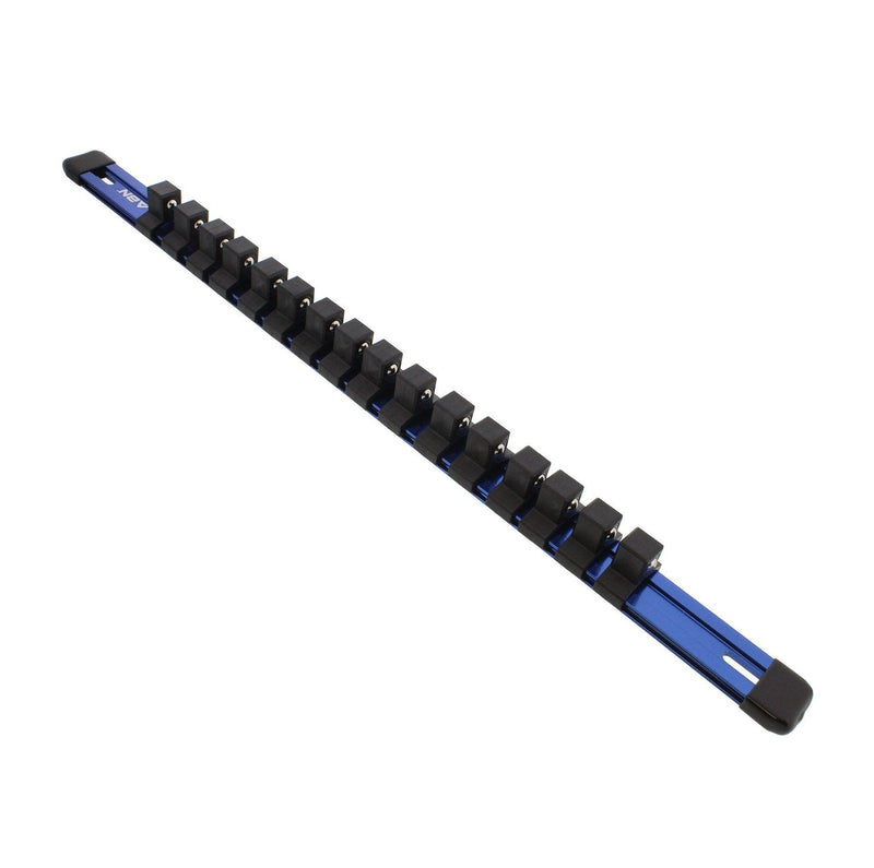 ABN Blue Aluminum SAE Standard 1/2in Drive Socket Holder – Socket Rail and Clips Tool Organizer 1/2 Inch - NewNest Australia