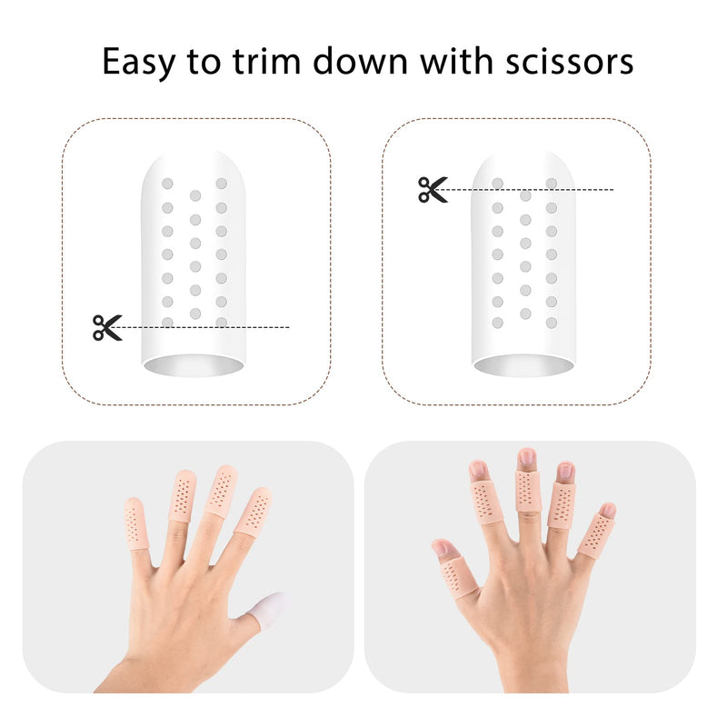 RosewineC 12pcs Gel Finger Cots Silicone Finger Protectors, Breathable Finger Sleeves Finger Bandages, Finger Covers with Hole for Hand Eczema, Finger Cracking or Arthritis, 2 Colors - NewNest Australia