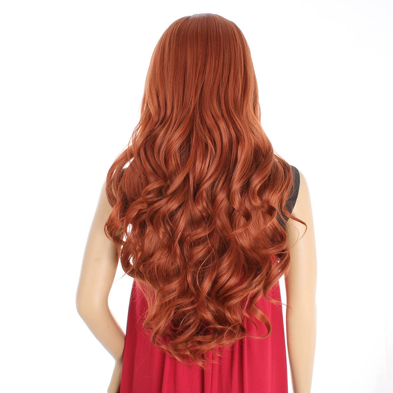Xtrend 24Inch Body Wave Copper Red Wigs with Bangs Middle Part Natural Looking Glueless Long Curly Wavy Wig for Women Heat Resistant Fiber Synthetic Wigs for Daily Use 24 Inch (Pack of 1) Body Wave-Copper Red - NewNest Australia