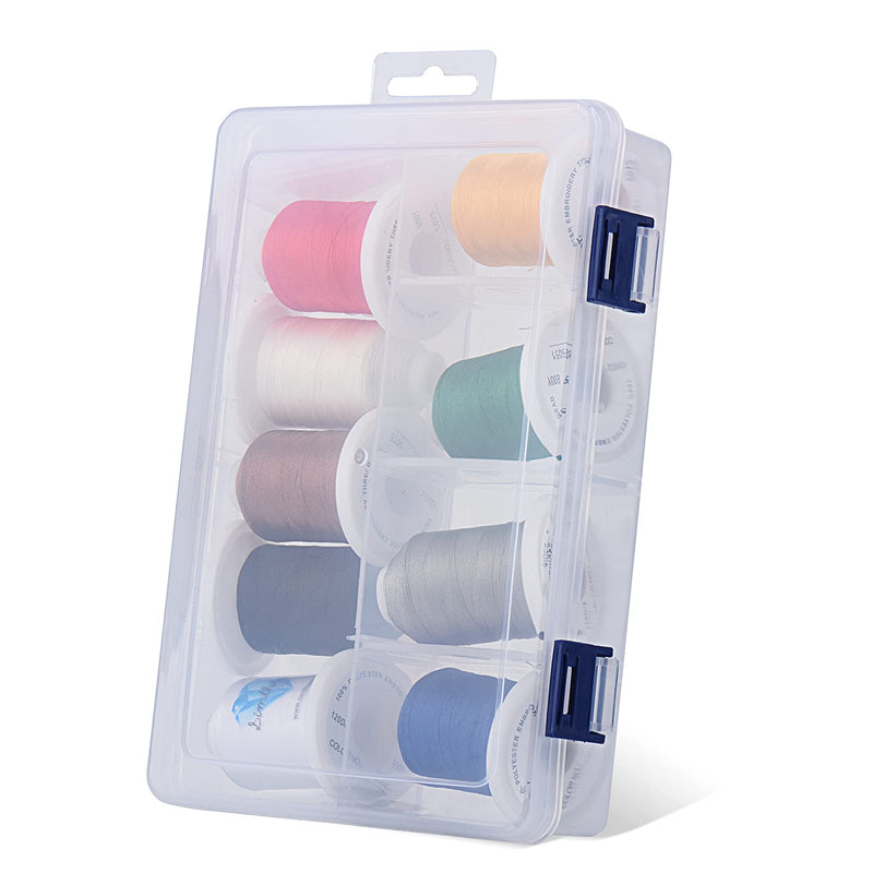 Simthread Embroidery Thread with Storage Box - 12 Options - 800 Yards/Spools, 9 Regular Colors for Embroidery and Sewing Machine Basic Colors - NewNest Australia