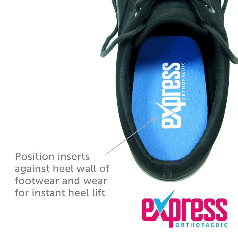 Express Orthopaedic® - Medically Approved Adjustable Heel Raise Shoe Inserts - Offers 15-3mm Heel Lift - 2 Units (MID DENSITY/BLUE, SMALL - Shoe:(UK)3-6 / (EU)36-38) - NewNest Australia