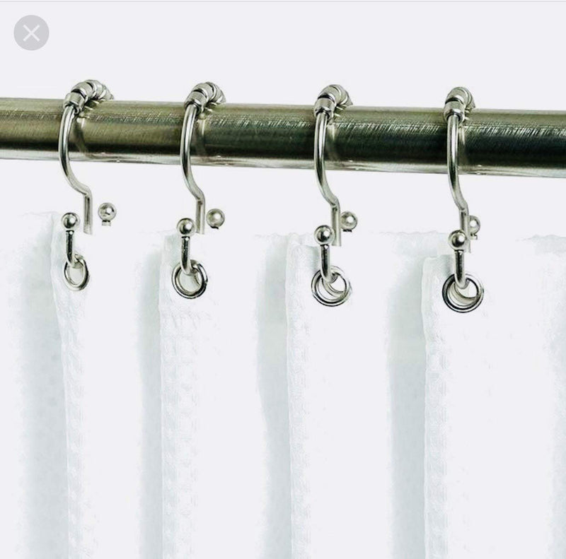 Happy Shopping Time Chrome Plated Double-Hook Shower Curtain Rings with Rollerrings, Set of 12 Hooks - NewNest Australia