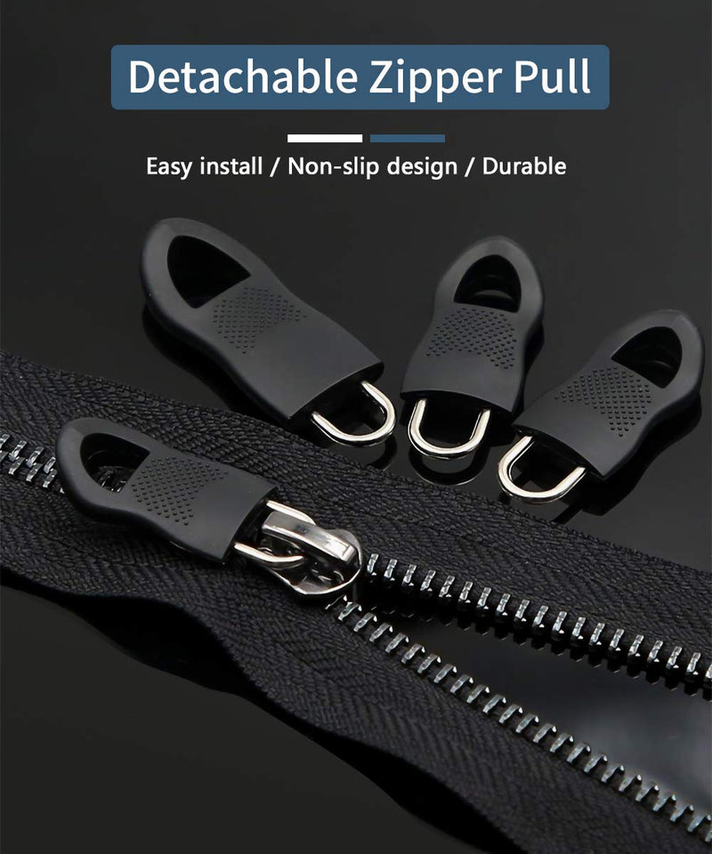 Zipper Pull, Universal Zipper Pull Replacement Kit, Removable Zipper Pulls Tab Replacement (20 Pcs), Black Zipper Pulls for Jackets, Luggage, Backpacks, Purses, Boots, Pants, Tents, (3 Styles 4 Sizes) Black Zipper Pull Kit - NewNest Australia