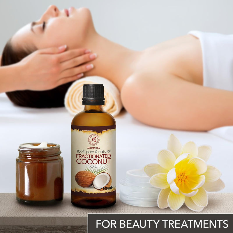 Coconut Oil Fractionated 100 Ml - Cocos Nucifera Oil - 100% Pure & Natural Coconut Oil - Base Oil - Liquid - Odorless - Intensive Care For Face - Body - Skin - Hair - Massage Oil - Cosmetics - NewNest Australia