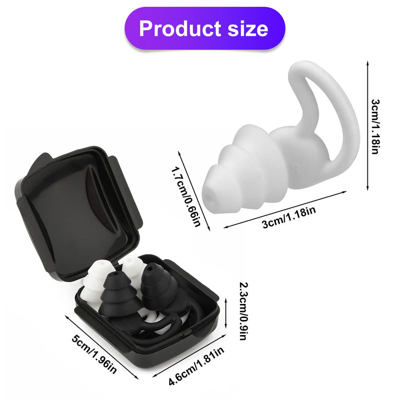 Silicone Ear Plugs, 2 Pairs Soft Ear Plugs Silicone Sleeping Reusable Waterproof Ear Plugs Ear Protection For Snoring Work Concerts Industrial Hearing Protection (Black, White) - NewNest Australia