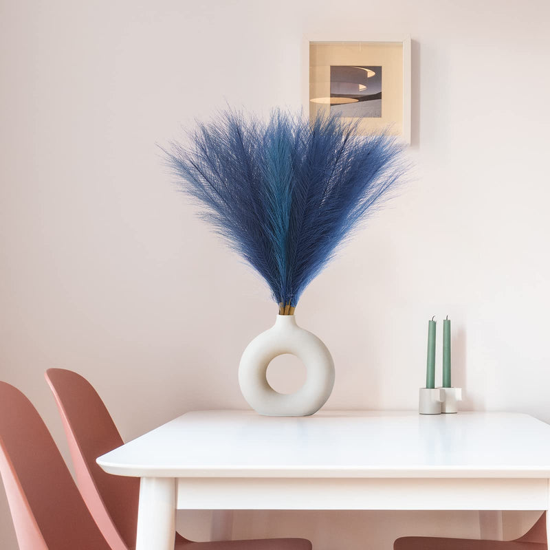 Serwalin Blue Pampas Grass Decor Small 17.7 Inch 6pcs, Artificial Pampas Grass Living Room Home Office Vase Filler, Pampas Grass Branches Arrangements Boho Party Wedding Centerpieces Non-Shedding Blue & Indigo & Peacock Green - NewNest Australia