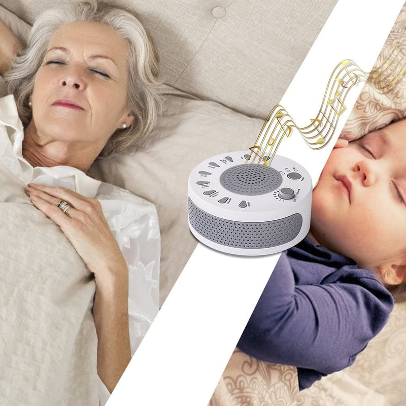 Sleep White Noise Machine, 9 Soothing Natural Sounds Therapy for Insomnia, Sleeping Trouble, Seniors, Office Break etc.Rest Easily with Timer Options, USB or Battery Powered-White - NewNest Australia