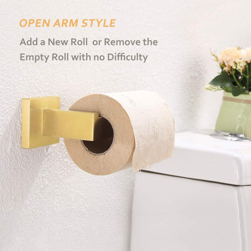 Toilet Paper Holder, Angle Simple SUS304 Stainless Steel Bathroom Tissue Holder, Open Arm Toilet Paper Roll Hanger Wall Mount, Brushed Gold - NewNest Australia