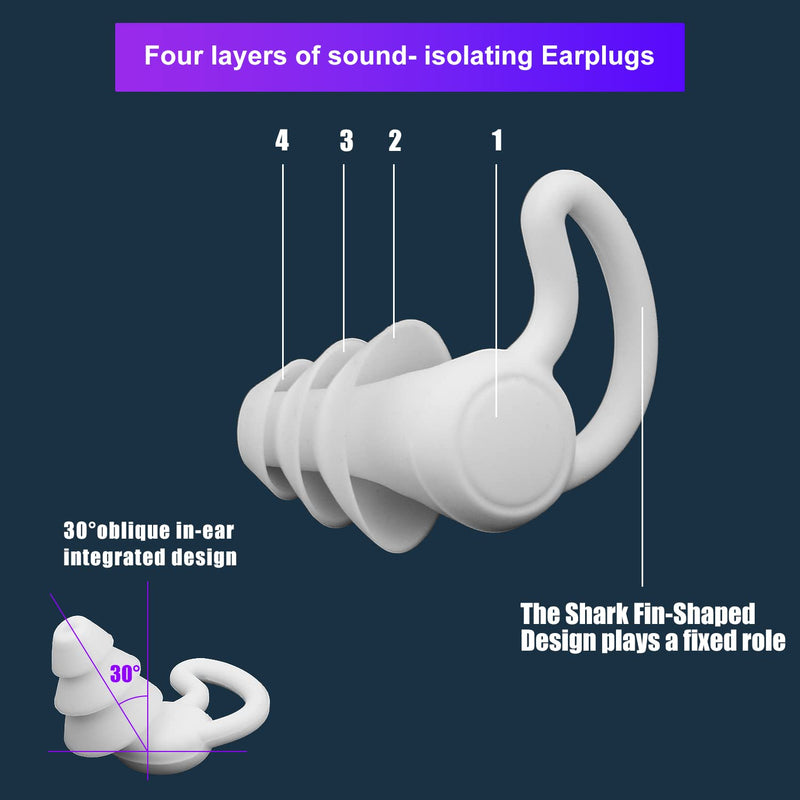 Silicone Ear Plugs, 2 Pairs Soft Ear Plugs Silicone Sleeping Reusable Waterproof Ear Plugs Ear Protection For Snoring Work Concerts Industrial Hearing Protection (Black, White) - NewNest Australia