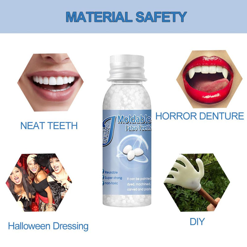 Temporary Dentures, Dentures Prosthesis, Temporary Tooth Repair Kit, Vampire Fake Dentures, for Halloween, Cosplay, 30ml - NewNest Australia