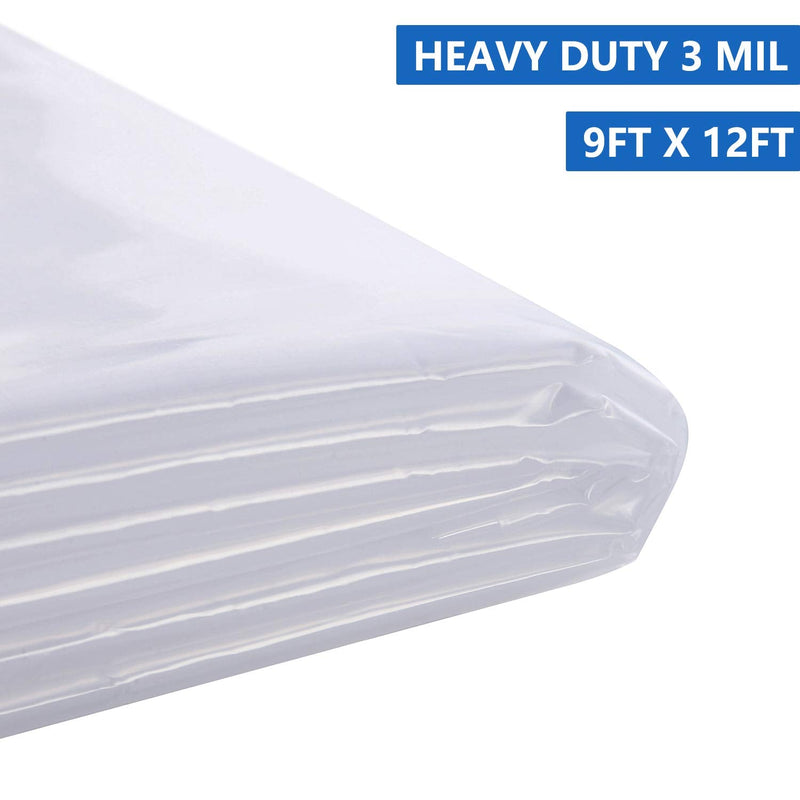 VICMORE Heavy Duty 3 Mil Plastic Drop Cloth for Painting 9 Feet by 12 Feet Strong and Durable Painters Plastic Tarp Waterproof Clear Cover 9ft x 12ft, Heavy Duty - NewNest Australia