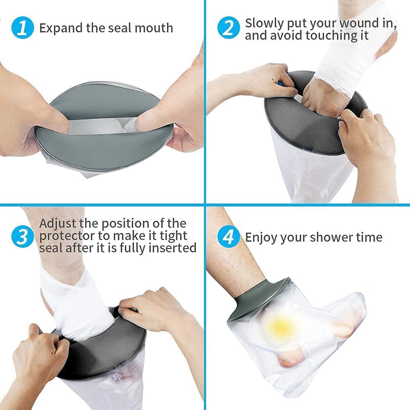 EVERCRYO Adult Waterproof Foot Cast Cover for Shower Bath - Reusable Cast and Bandage Protector - Waterproof Protection for Broken Foot, Ankle (Gray) Adult Ankle - NewNest Australia