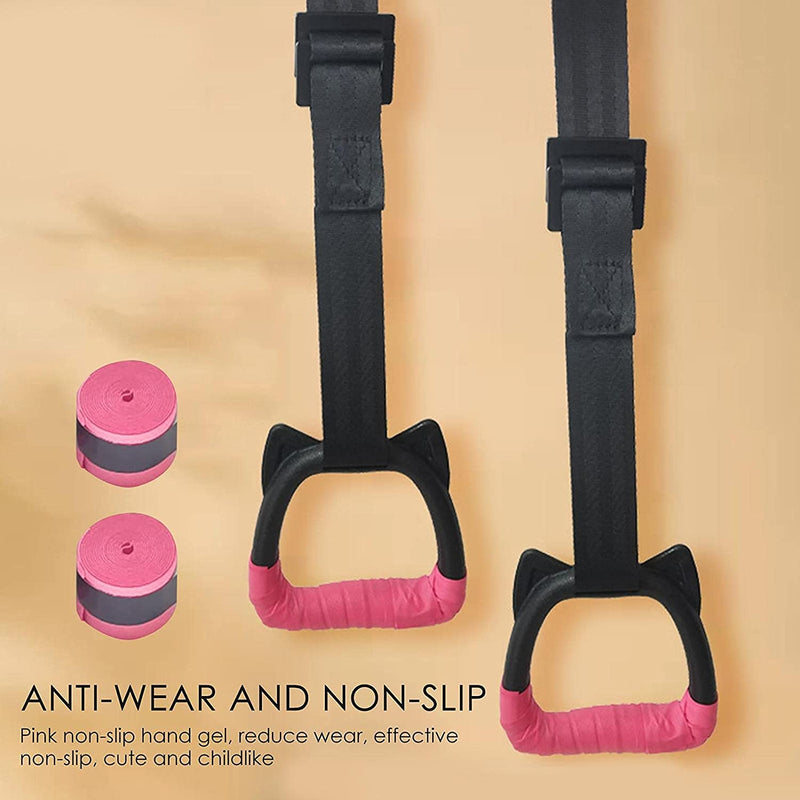 Gymnastics Rings for Kids Bars, Exercise Hanging Rings with Straps Professional Fitness Rings Pull Up Rings Children Trapeze Bar Pull Up Gym Rings Kids Home Exercise Rings, Non-Slip Load-bearing 200KG - NewNest Australia
