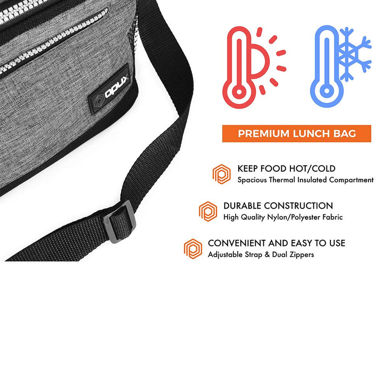 NewNest Australia - OPUX Premium Lunch Box, Insulated Lunch Bag for Men Women Adult | Durable School Lunch Pail for Boys, Girls, Kids | Soft Leakproof Medium Lunch Cooler Tote for Work Office | Fits 8 Cans (Heather Grey) Standard Heather Gray 