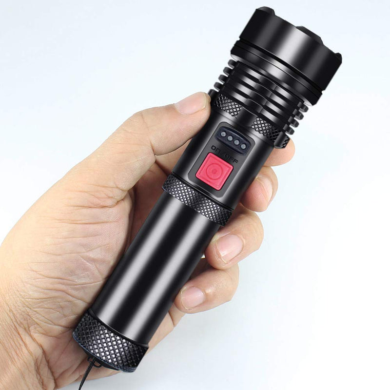 USB Rechargeable LED Flashlight DARKBEAM T002 Super bright XHP50 3000 Lumen Flash Light Lights Tactical Handheld Zoomable for Hiking, Biking, Outdoor Activity Patrol, Home, Emergency - NewNest Australia